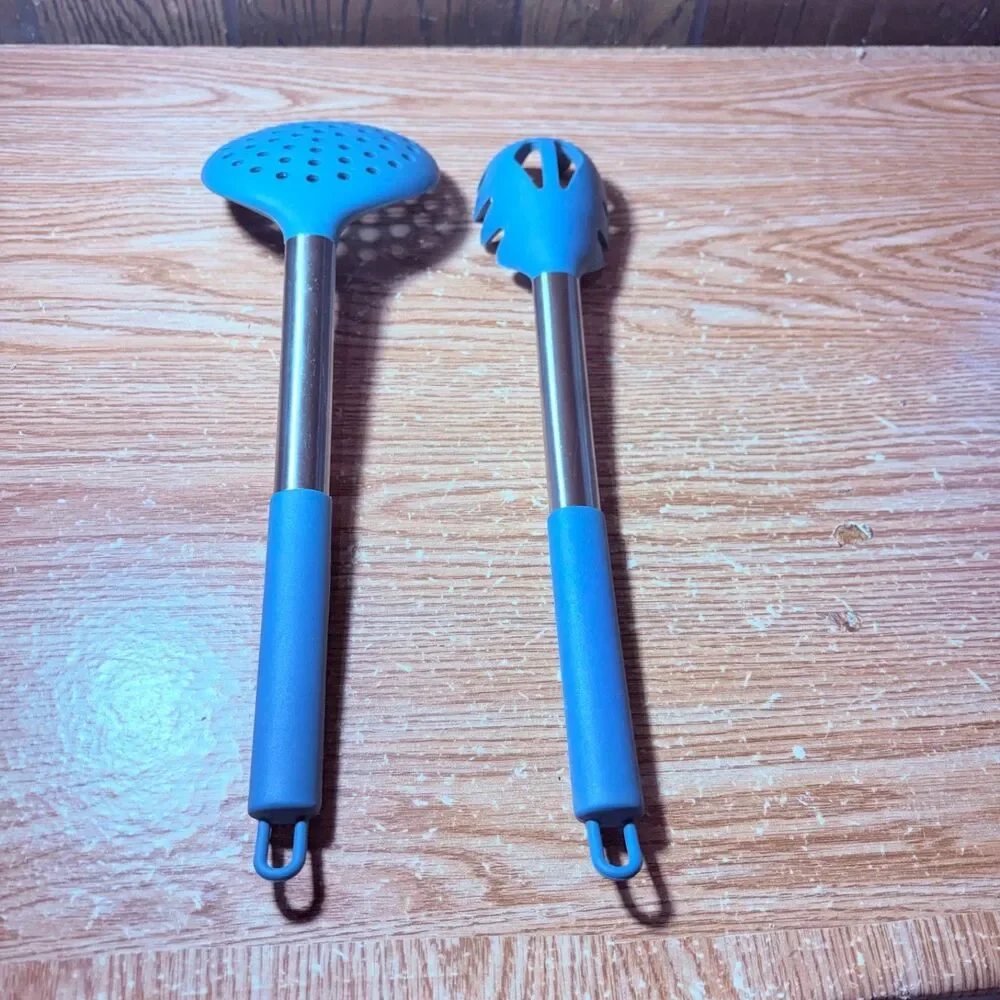 Silicone Pasta Fork & Ladle Spoon Set Large Non Stick Kitchen Utensils